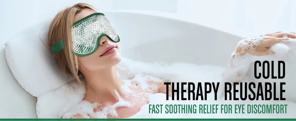 Cooling Ice Gel Eye Mask Reusable Eye Masks Sleeping Mask with Plush Backing for Headache Puffiness Migraine Stress Relief(Dark Green) - eye mask
