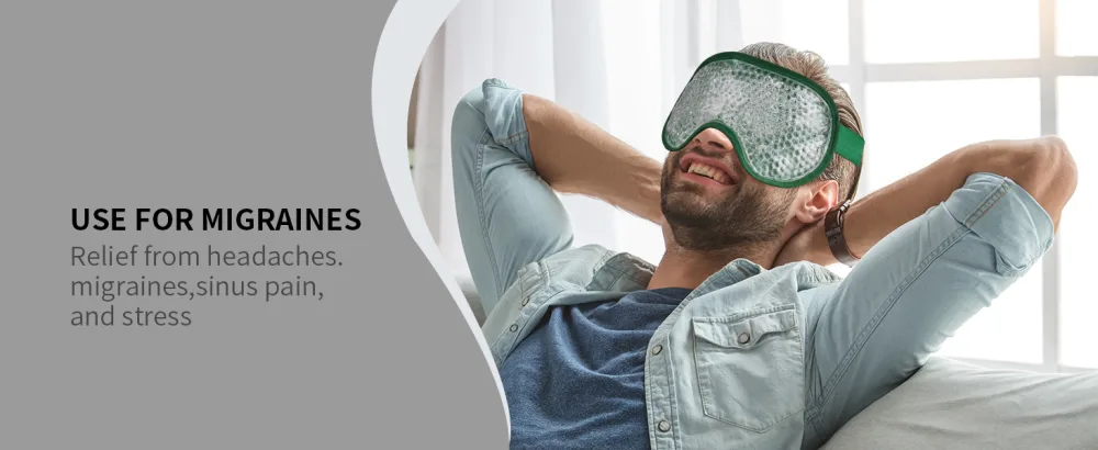 Cooling Ice Gel Eye Mask Reusable Eye Masks Sleeping Mask with Plush Backing for Headache Puffiness Migraine Stress Relief(Dark Green) - eye mask