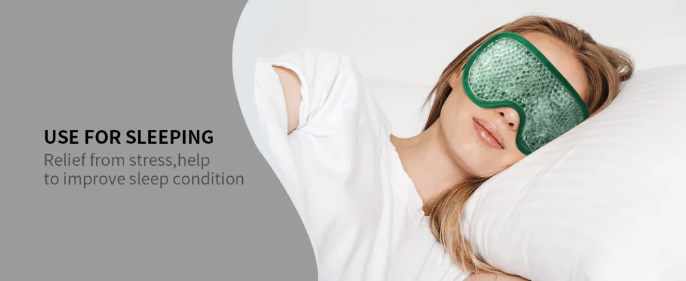 Cooling Ice Gel Eye Mask Reusable Eye Masks Sleeping Mask with Plush Backing for Headache Puffiness Migraine Stress Relief(Dark Green) - EYE MASK