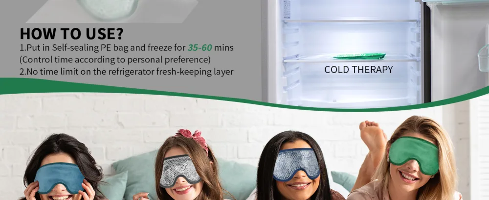 Cooling Ice Gel Eye Mask Reusable Eye Masks Sleeping Mask with Plush Backing for Headache Puffiness Migraine Stress Relief(Dark Green) - EYE MASK