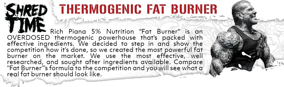 5% Nutrition Shred Time Fat Burner | Green Tea Coffee Bean Cayenne Theobromine GBB | Appetite Suppression | 30 Servings (180 Capsules) - Shred Time