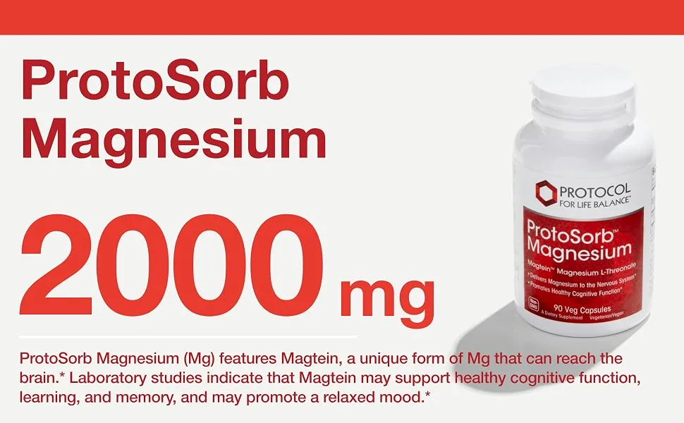 Protocol For Life Balance - Magtein - Supports Nervous System and Cognitive Function with Enhanced Absorption Formula - 90 Veg Capsules - Nervous System