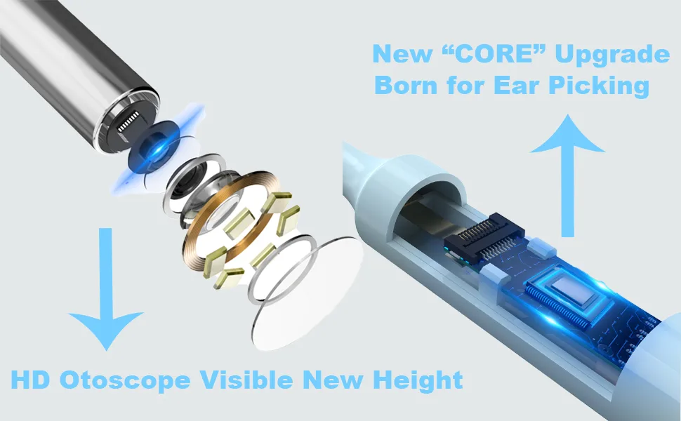 Ear Wax Removal Ear Cleaner with 3MP HD Camera Ear Wax Removal Tool 1080P Otoscope with Light - Ear Cleaning for iOS & Android (Black) - Ear Wax Removal Tool Camera