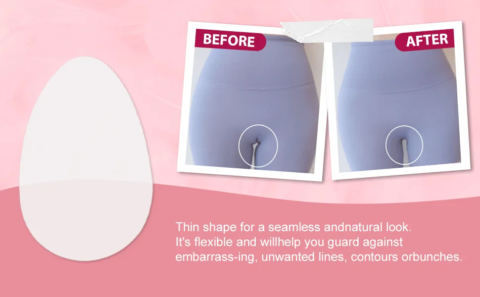 Camel Toe Concealer | Seamless Camel Toe Cover Guard to Hide Feminine Lines | Invisible Reusable Adhesive Silicone Pads (Transparent L) - compare before & after