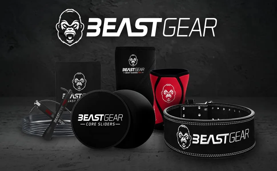 Beast Gear PowerBelt - Premium Double Prong Powerlifting Belt  4 x 10mm Nubuck Leather Weightlifting Belt with Advanced Screw Rivets - Weight Lifting Belt