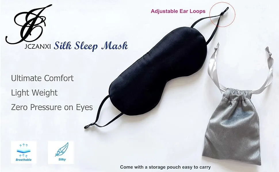 JCZANXI Silk Sleep Mask Double Sided Use Sleeping Eye Masks with Elastic Ear Loops Super Soft and Comfortable Eye Mask for Sleeping - silk eye sleep mask