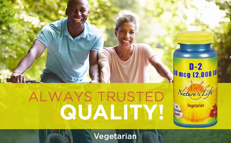 Nature's Life Vitamin D-2 2000IU | High Potency Ergocalciferol | Supplement May Support Bone & Heart Health | 90 Vegetarian Capsules - Nature