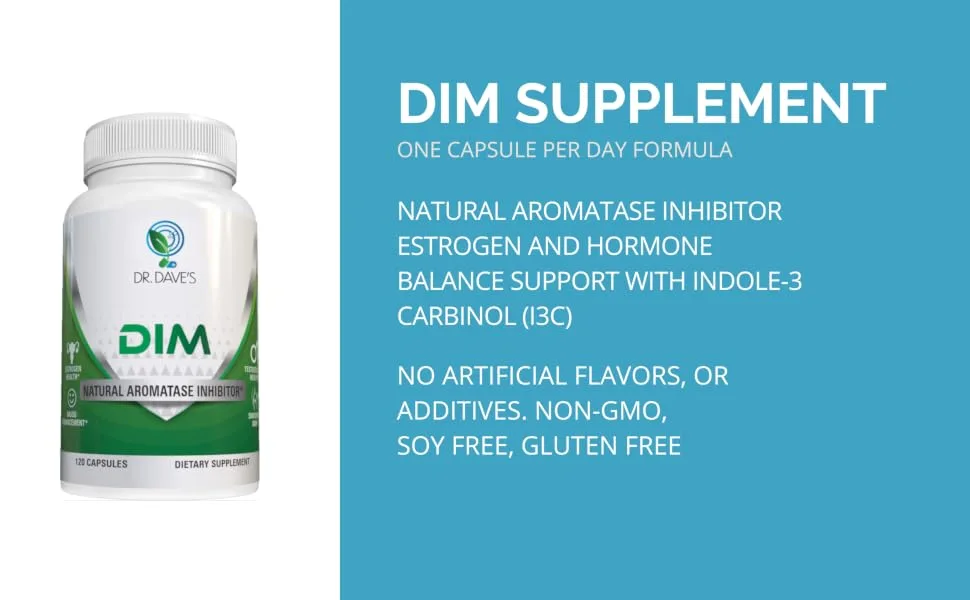 Dr Dave s DIM Supplement 200mg | Physician-Formulated (120 Capsules) | with Indole-3 Carbinol (I3C) for Estrogen and Hormone Balance - Dr Dave