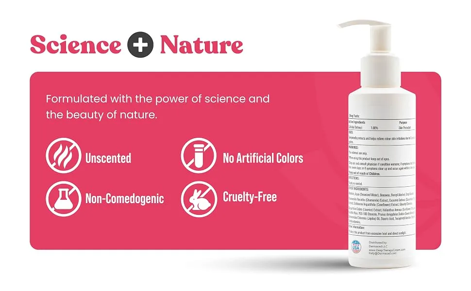 Deep Therapy Cream EC for Fast Eczema and Psoriasis Support - Unscented - Colloidal Oatmeal Jojoba Oil Licorice Beeswax and More - Deep Therapy Cream