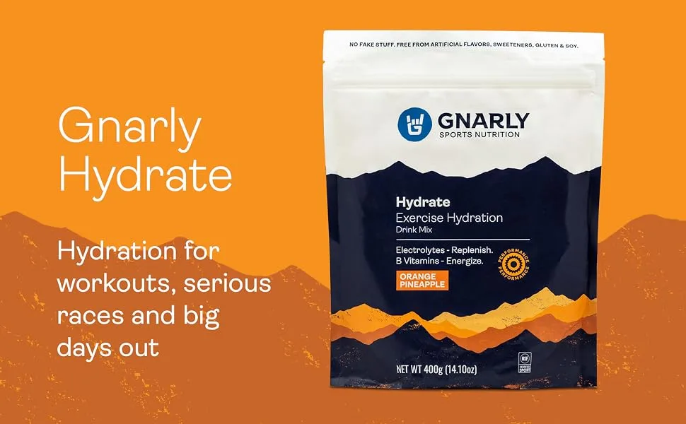 Gnarly Nutrition Hydrate Electrolyte Powder with B Vitamins and Trace Minerals to Support Workouts Orange Pineapple 40 Servings - Gnarly Hydrate Hydration for workouts, serious races and big days out