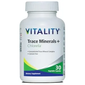 Vitality Trace Minerals + Chlorella - 30 Vcaps - Supports Metabolism Immunity Healing & Natural Body Detoxification 30 Capsules - Trace Minerals + Chlorella