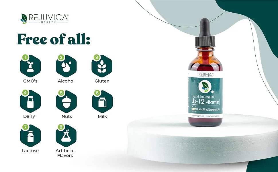 Essential B-12 Liquid B12 Supports Energy and a Healthy Nervous System - Convenient Liquid Dropper Absorbs Fast & Tastes Great - product information 3