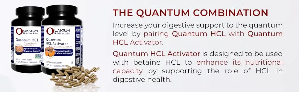 Quantum HCL - Quantum-State Digestive and Detoxification Support* - 90 Vegetarian Capsules (Betaine Hydrochloride Acid Caps) - 12177-4