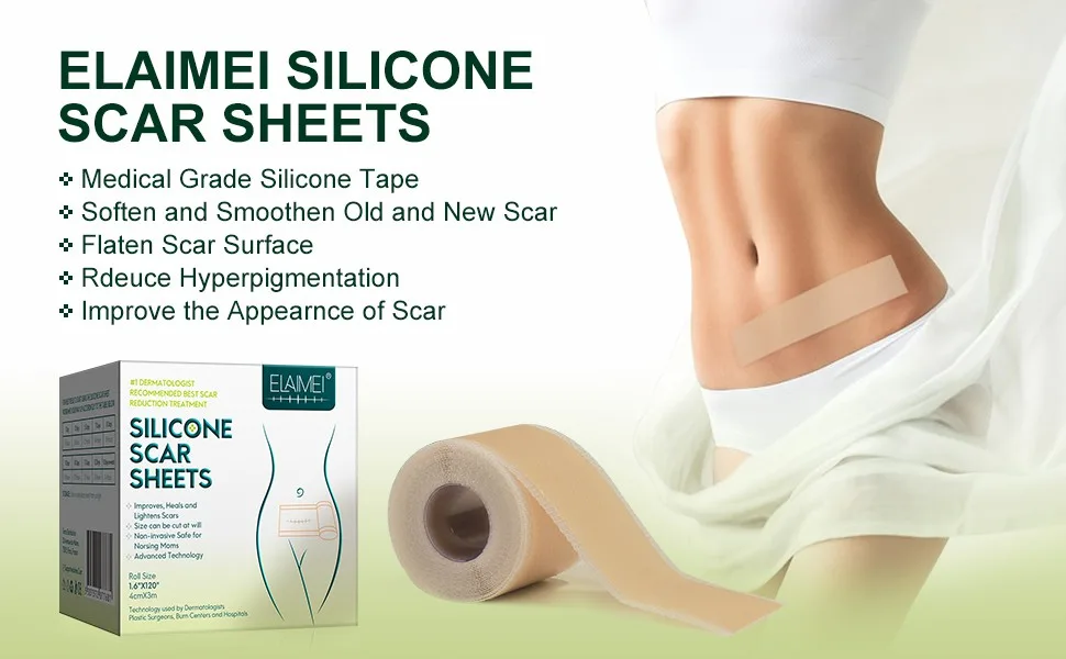 Medical Grade Silicone Scar Sheets (1.6 x60 ) Professional Scar Removal Sheets for C-Section Surgery Burn Keloid Acne et - scar