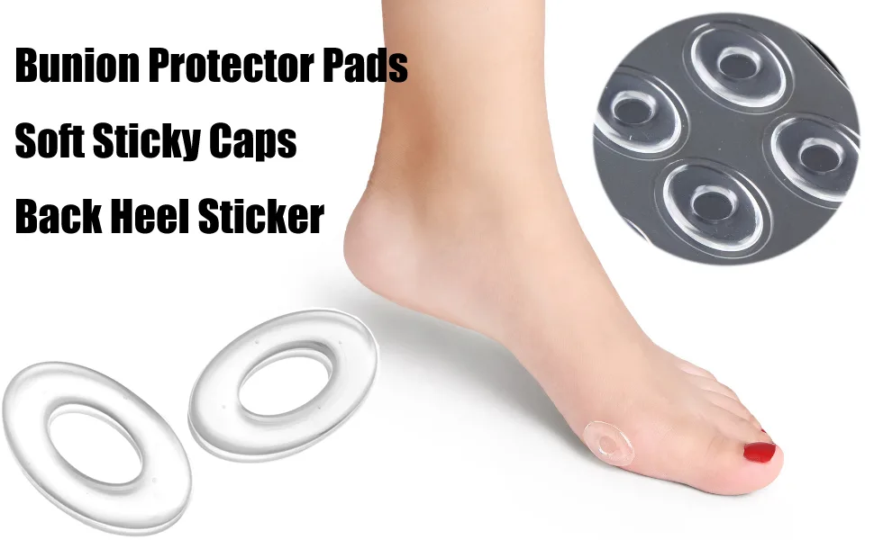 6PCS Transparent Silicone Gel Foot Corn Rings Soft Callus Cushions Bunion Protector Pads Back Heel Shoes Sticky Caps Remover - bunion protector