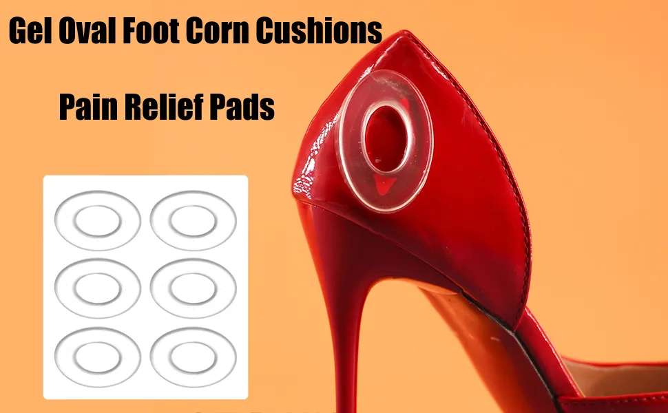6PCS Transparent Silicone Gel Foot Corn Rings Soft Callus Cushions Bunion Protector Pads Back Heel Shoes Sticky Caps Remover - foot corn cushions