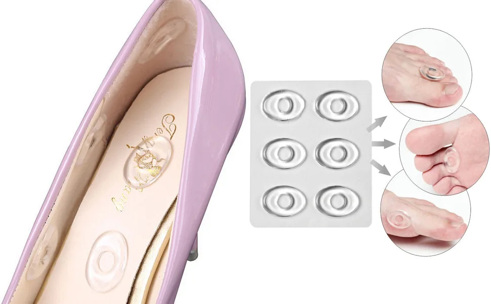 6PCS Transparent Silicone Gel Foot Corn Rings Soft Callus Cushions Bunion Protector Pads Back Heel Shoes Sticky Caps Remover - foot protector heel backup