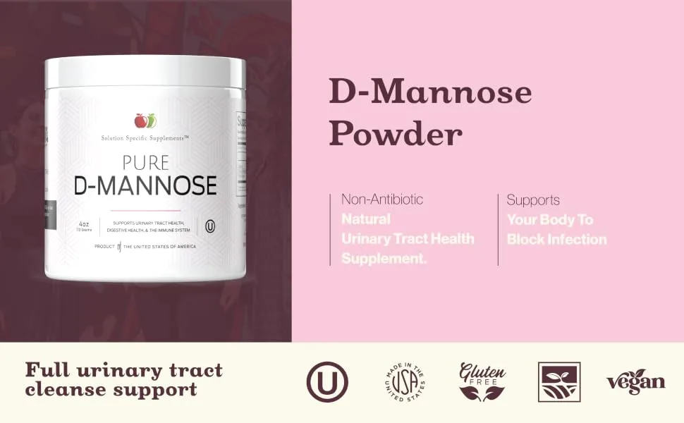 Pure D-Mannose Powder Supplement - D-Mannose 4oz (113g) About 60 Servings for UTI Natural Bladder & Urinary Tract Health - D-Mannose, UTI