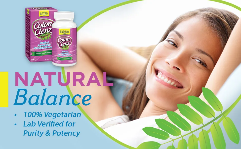 Natural Balance Colon Clenz Herbal Colon Cleanse & Detox Supplement Gentle & Dependable Overnight Formula 60ct (60 CT) - Natural Balance Colon Clenz Herbal Colon Cleanse Detox Supplement Gentle Dependable Formula 60 CT