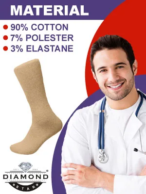 Diamond Star Diabetic Socks Non-Binding Circulatory Cushion Cotton Crew Diabetic Socks for Men Women 9-11 6 Pairs White - Socks