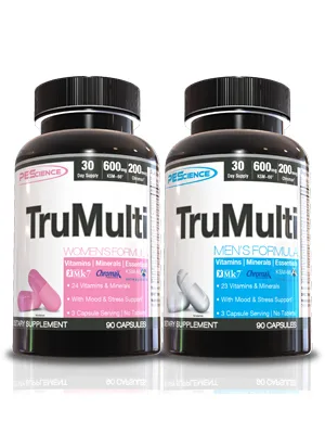 PEScience TruMulti Men's Multivitamin with Premium Quality Vitamin C D Zinc for Immune & Stress Support 90 Capsules - multivitamin one a day daily whole food vegan organic vitamin b b12 zinc c a d magnesium