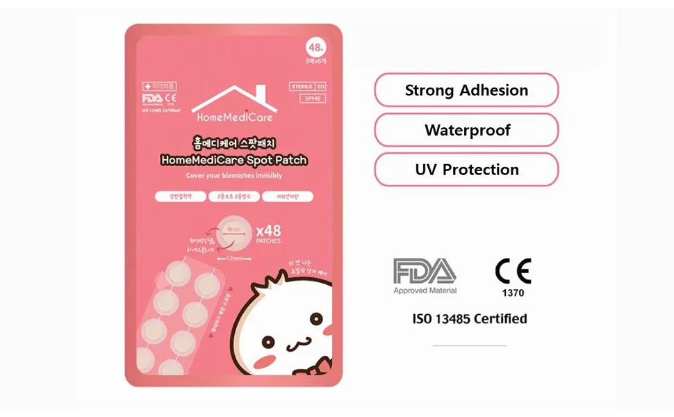 Spot Bean Homemedicare Acne Korean Pimple Spot Healing Patch Absoring Hydrocolloid Acne Pimple Patch SPF46 (96 Patches) - Spot Patch