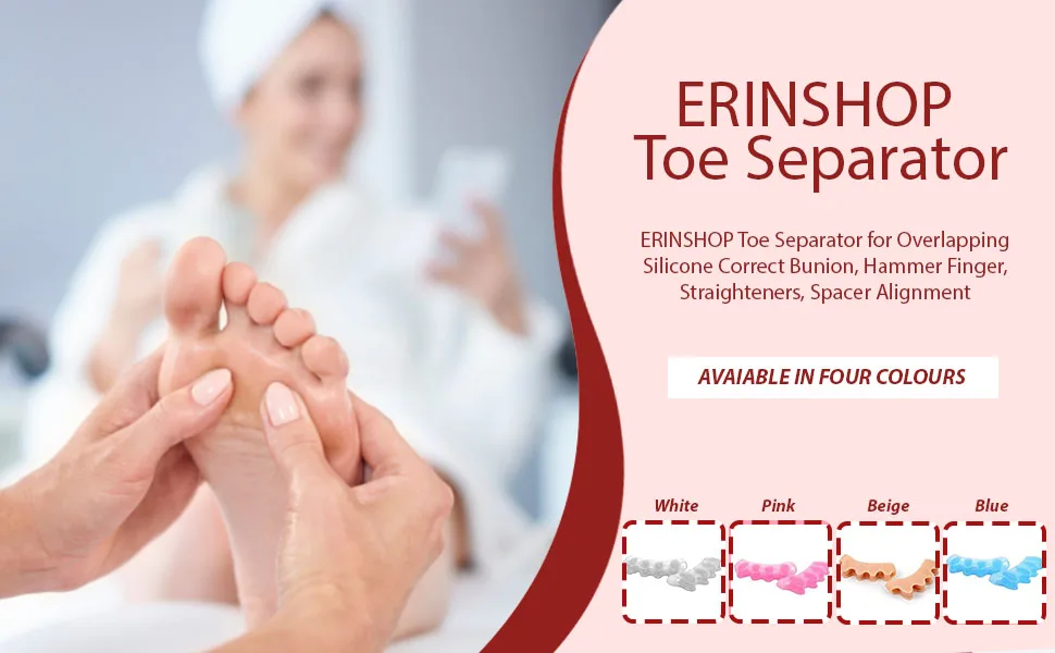 ERINSHOP Toe Separator for Overlapping Silicone Correct Bunion Hammer Finger Straighteners Spacer Alignment (Beige) - ERINSHOP Toe Separator