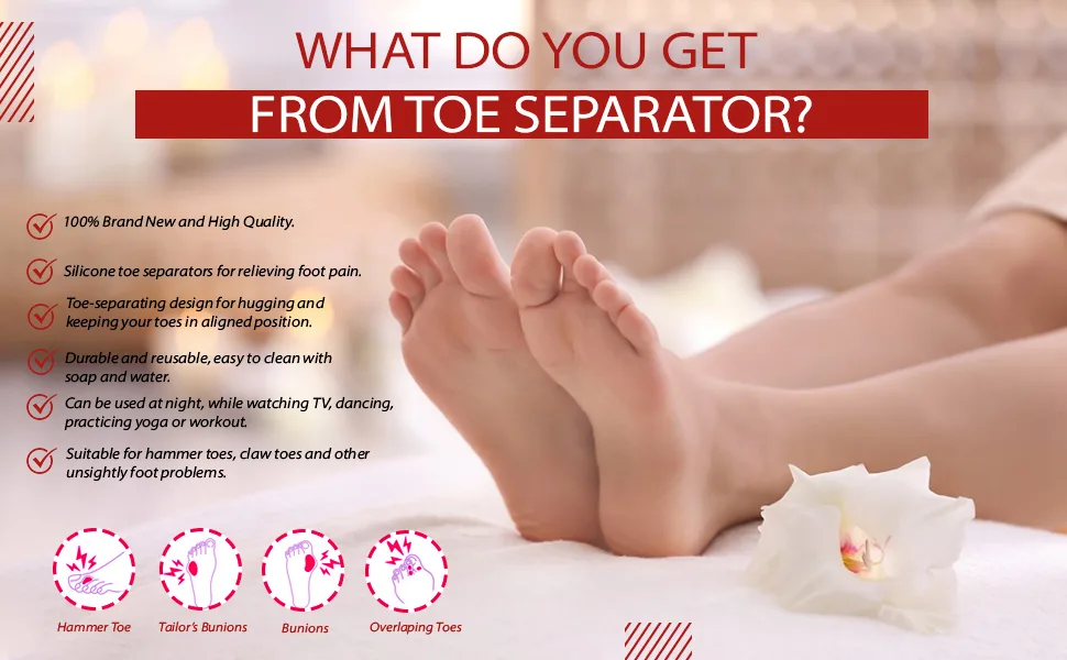 ERINSHOP Toe Separator for Overlapping Silicone Correct Bunion Hammer Finger Straighteners Spacer Alignment (Beige) - Features