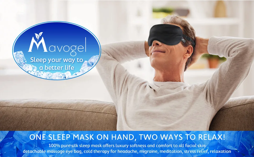 Mavogel Weighted Eye Mask for Sleeping - Weighted Sleep Mask with Removable Eye Pillow Cooling Eye Mask for Men Women - eye mask