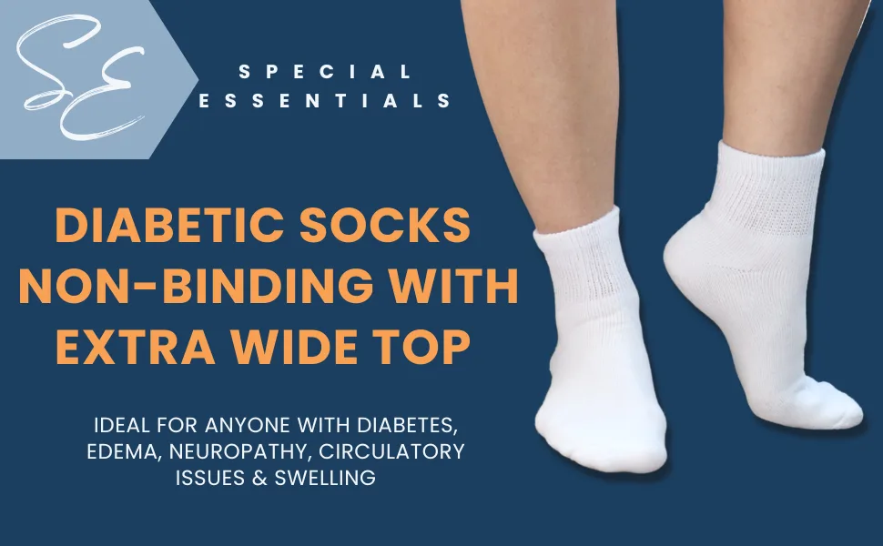 Special Essentials 6 Pairs Cotton Diabetic Ankle Socks - Non-Binding With Extra Wide Top For Men and Women Large Black - diabetic ankle socks