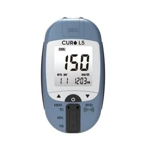 Total Cholesterol & Glucose HOME Self Test Kit (Device 10 Total Cholesterol Test Strips 50 Glucose Strips Included) - meter
