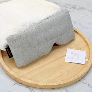 Hygge & Cwtch Full Wrap Sleeping Eye Mask | Light Blocking Sound Muffling Soft Cotton Unisex Blindfold (Heather Gray) - hygge & cwtch full wrap eye mask