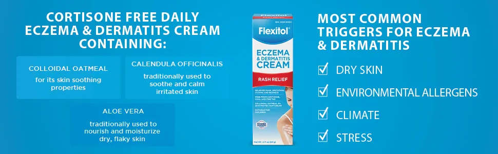 Flexitol Eczema & Dermatitis Cream  Steroid & Fragrance Free for Sensitive Irritated Skin with 5% Colloidal Oatmeal - Contains: