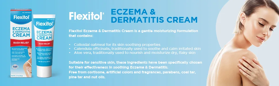 Flexitol Eczema & Dermatitis Cream  Steroid & Fragrance Free for Sensitive Irritated Skin with 5% Colloidal Oatmeal - Eczema & Dermatitis Cream