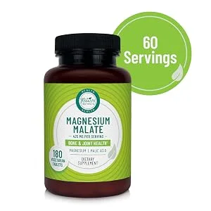 Natures Instincts Magnesium Malate 425mg for Bone & Joint Health | Magnesium & Malic Acid | 180 Vegetarian Tablets - magnesium malate