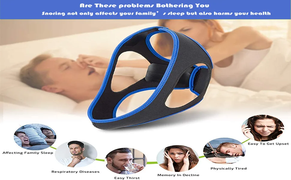 KELIHAWK Snoring Chin Strap Chin Strap for snoring Anti Snoring Chin Strap Sleep Devices Snore Sleep aid Sleep A. - Blue-3-1