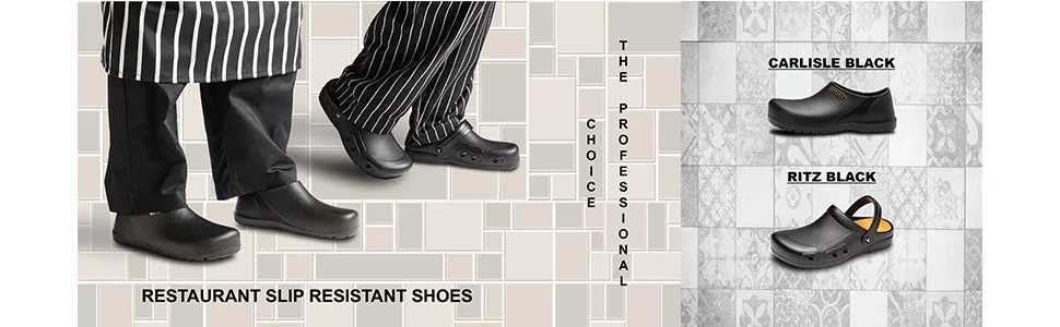 VANGELO Professional Slip Resistant Clog Men Work Shoe Nurse Shoe Chef Shoe Black White Lime Multi Color 10 Black - Restaurant Clogs