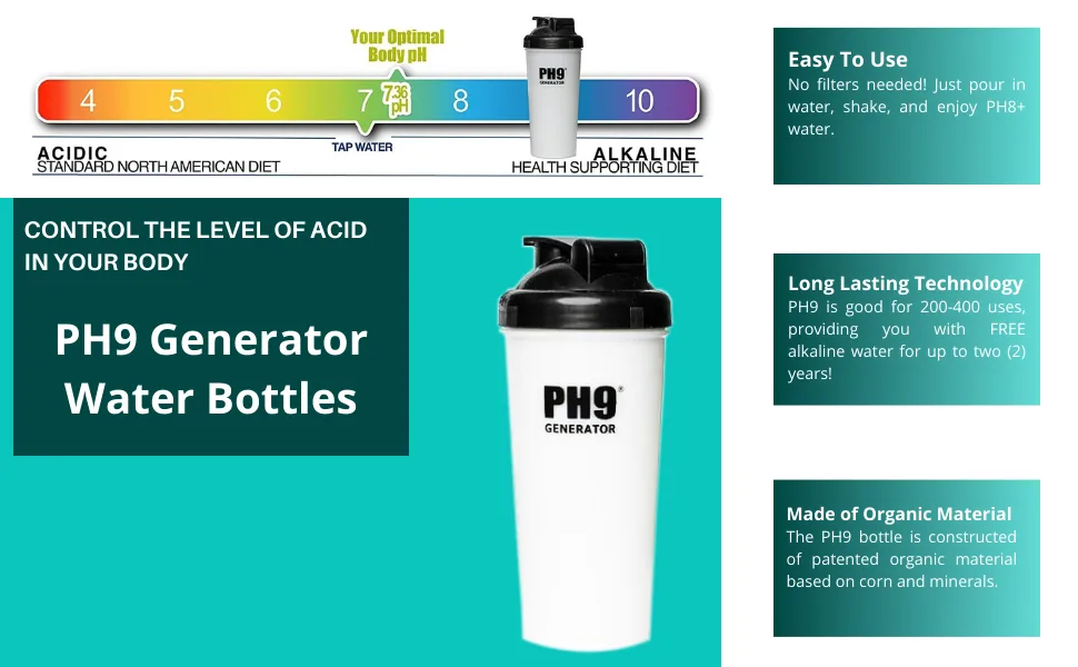 Alkaline Ph9 HYDRATE THE HOOD Generator Bottle is Portable Alkaline Water Generator Without a Disposable Filter. - PH9 Alkaline Generator Bottle