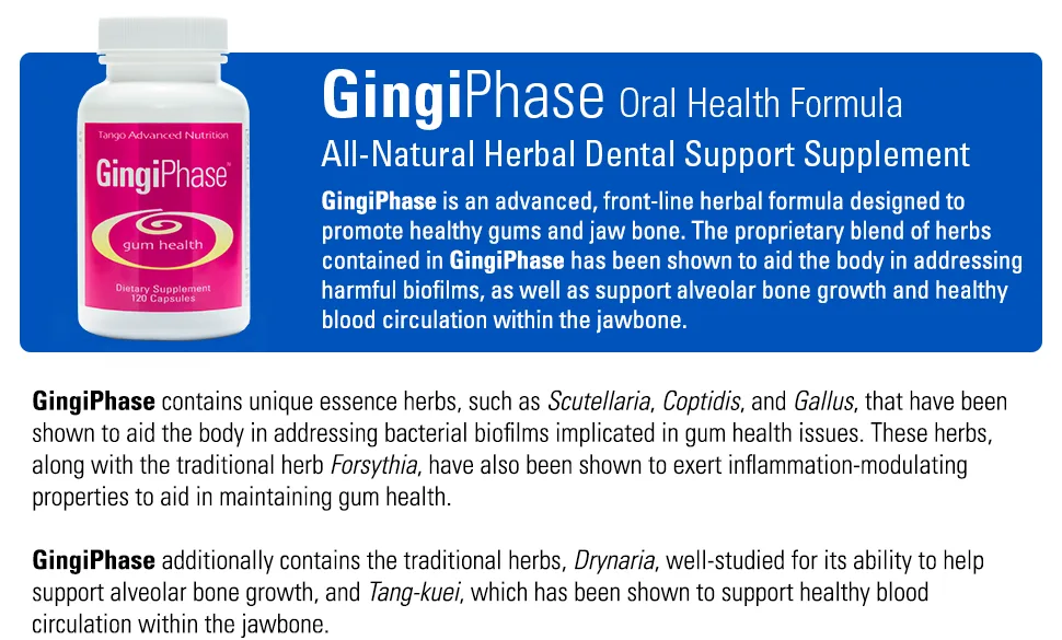 GingiPhase Natural Herbal Dental Support Supplement for Healthy Gums Teeth and Jaw Circulation (120 Capsules) - product information 1