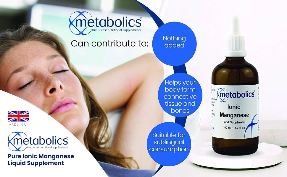Ionic Manganese Liquid Supplement 100ml | Suitable for sublingual Consumption | Made in The UK | Nothing Added - Ionic Manganese Liquid Drops 100ml