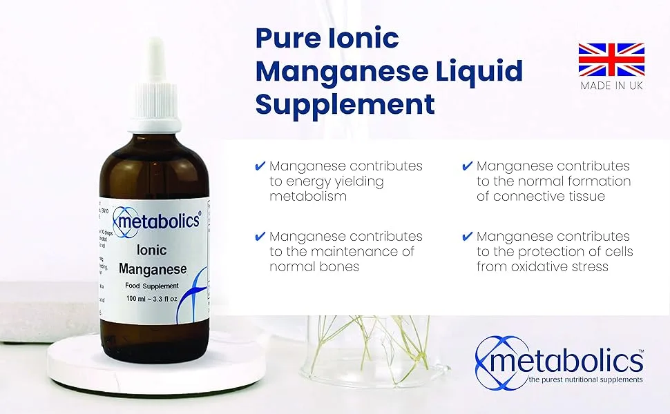 Ionic Manganese Liquid Supplement 100ml | Suitable for sublingual Consumption | Made in The UK | Nothing Added - Ionic Manganese Liquid Drops 100ml