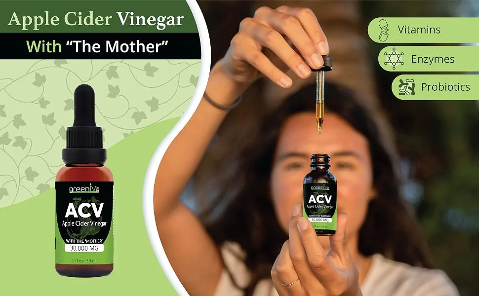 Greenive ACV Drops Apple Cider Vinegar Tincture with The Mother Weight Management Digestive Support and More - Apple Cider Vinegar Benefits