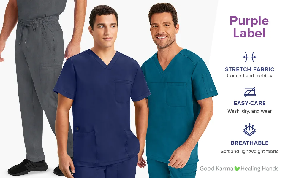 Healing Hands Men's Scrub Jacket 6 Pocket Purple Label Scrubs 5530 Jonathan Zip up Jacket for Men Large Black - mens purple label