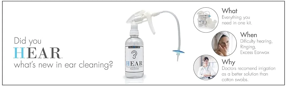 HEAR Ear Wax Removal Kit Includes: Wash Basin 3 Soft Disposable Tips Irrigation System to Clean Outer Ear - Soft touch HEAR earwax removal kit ear clean ear wax irrigation syringe basin removal drops remover