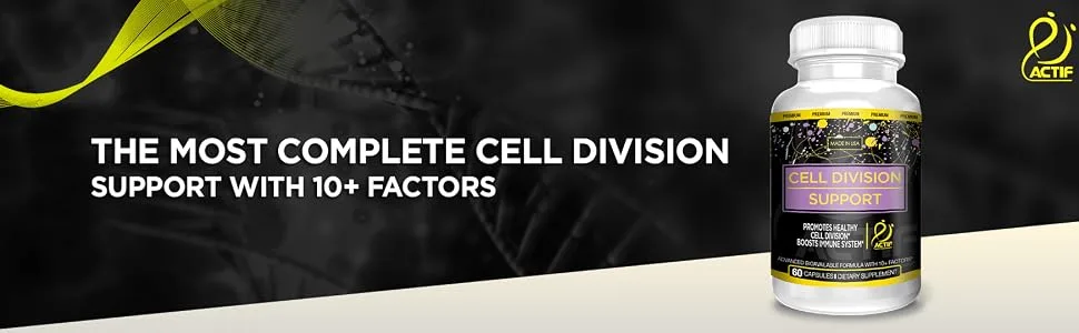 Actif Cell Division Support - Maximum Strength with 10+ Factors Non GMO DNA Repair Supplement Made in USA - cell