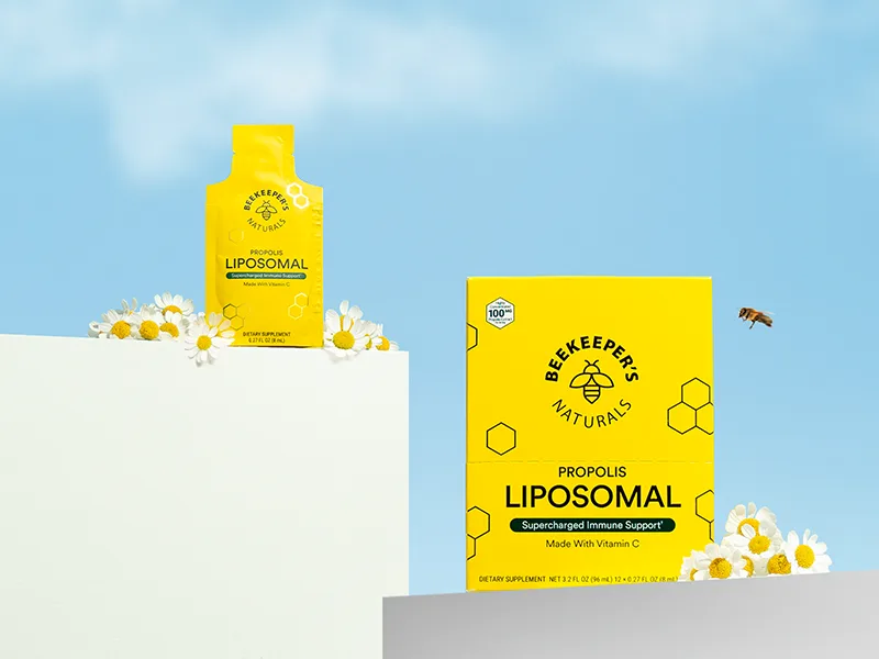 Beekeeper's Naturals Liposomal Vitamin C + Propolis Effective Bio-Available Immune Support Delivery 12 Ct - Powered By Nature. Obsessively Tested.