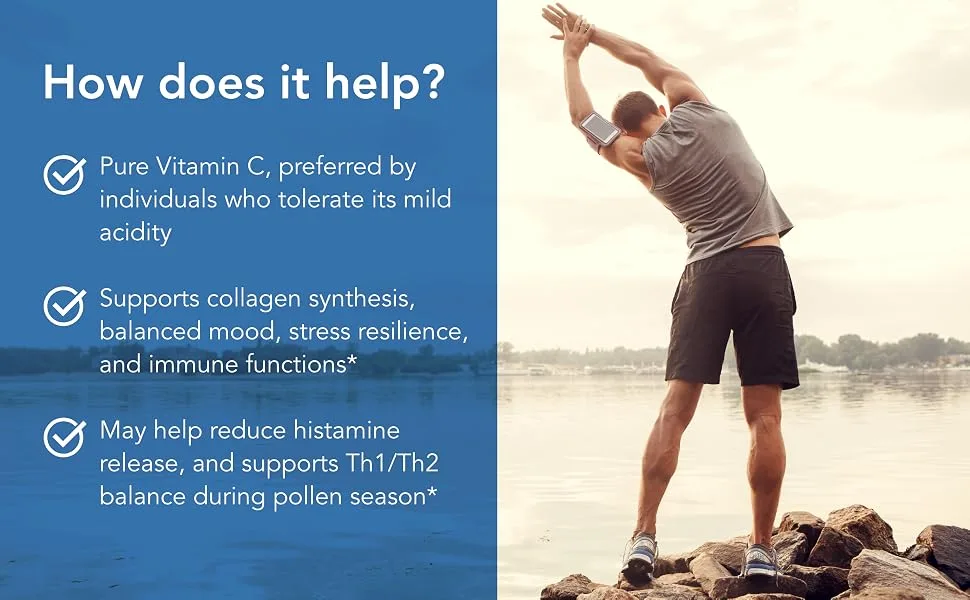 Allergy Research Group - Pure Vitamin C - Ascorbic Acid Immune and Mood Support - 100 Vegetarian Capsules - How Does it Help