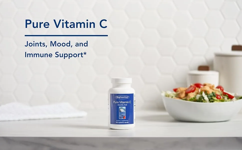 Allergy Research Group - Pure Vitamin C - Ascorbic Acid Immune and Mood Support - 100 Vegetarian Capsules - Pure Vitamin C Immune Support