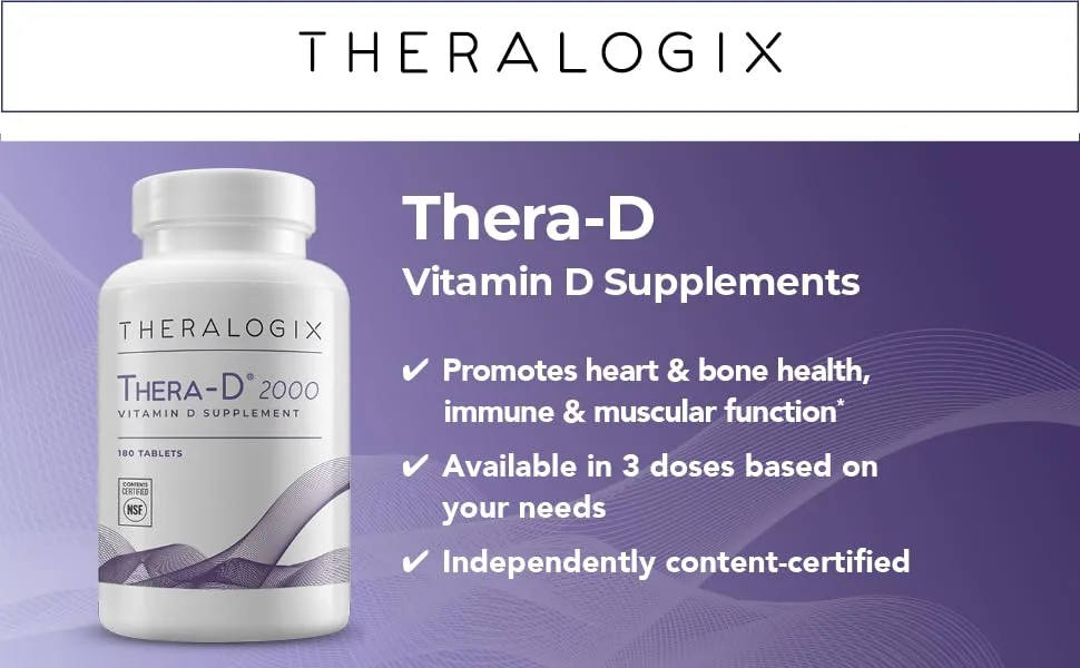 Thera-D 2000 Vitamin D Supplement | 2 000 IU Vitamin D3 Tablets | 180 Day Supply | Manufactured in The USA - Vitamin D Supplement