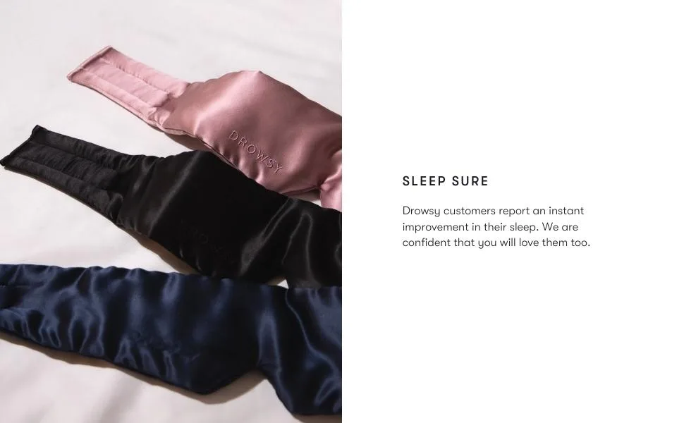 DROWSY Silk Sleep Mask. Face-Hugging Padded Silk Cocoon for Luxury Sleep in Total Darkness. (Black Jade) - Pure luxury light blocking black out silk mulberry 22 momme padded eye mask deep sleep drowsy pillow